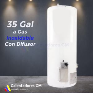Calentador de Acumulación de Agua 35 Galones a Gas en Acero Inoxidable – Calentadores GM